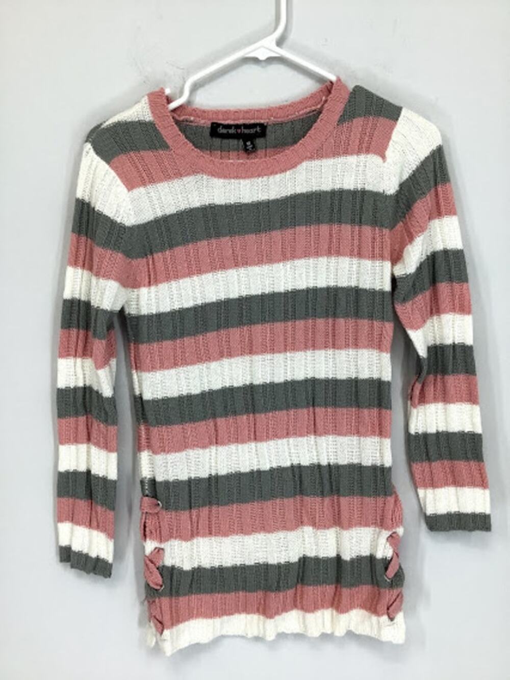 Derek Heart Girl’s Striped Lace-Up Long Sleeve Sweater Kid’s Youth Size 14